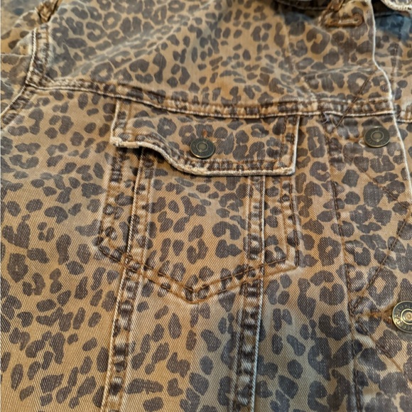 Free People Cropped Leopard Jean Jacket Ripped Size S - Picture 7 of 14